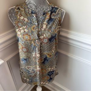 Rose + Olive Printed Sleeveless Blouse Size S